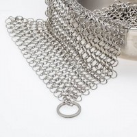 Stainless Steel 4"x4"chainmail Scrubber Chain Skillet Cleaner For Pre-seasoned Pan Dutch Ovens Cast Iron Pans Cleaning