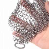 Manufacturer 304 316 316l Stainless Steel Chainmail Scrubber Round Square Cast Iron Cleaner